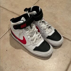 Nike White and Red High-Top Sneakers